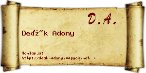 Deák Adony névjegykártya